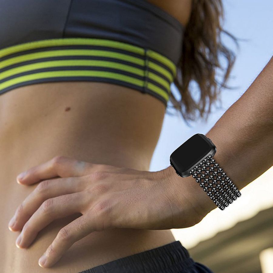 fitbit versa black metal band